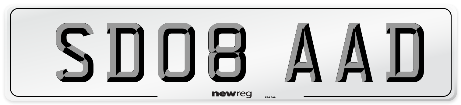 SD08 AAD Number Plate from New Reg